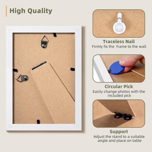 4x6 Picture Frames Set of 10, Tabletop or Wall Display Pictures 3.5x5 with Ma... - Picture 4 of 9