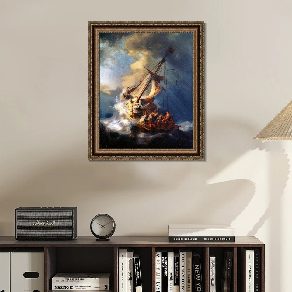 Arte enmarcado La tormenta en el mar de Galilea por Rembrandt Harmenszoon 26"x32" Foto 2 de 4