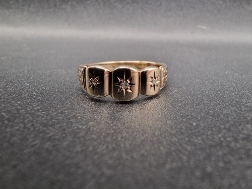 Zigeunerring 9 kt Gold Diamant Stern besetzt 3 Diamanten - Größe P - Bild 10 von 24