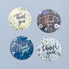 4 Style Plant Thank You Stickers Small Business 1" Thank You Roll 500 Stickers