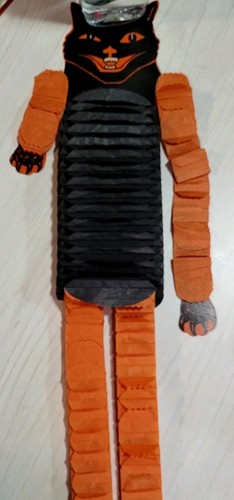 VTG Halloween Decoration Hanging Paper Dancing Black Cat/Party Hat RARE! - Picture 2 of 4