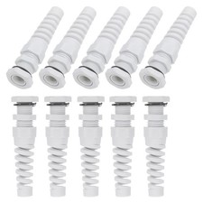 10pcs Waterproof Cable Connector Flex Spiral Strain Relief White Nylon Joint 11.48 per metre