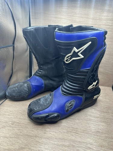 Alpinestars Svx Racing Motorcycle Boots Euro 48 US Size Men’s 15 Blue Black - Picture 2 of 6