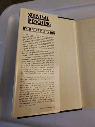 Survival Poaching Hardcover Book By Ragnar Benson 1st Edition 1980 - Picture 5 of 6