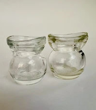 2 Glasco Eye Wash Bath Cup Pot Belly Round Base Glass Medical Optical Vintage