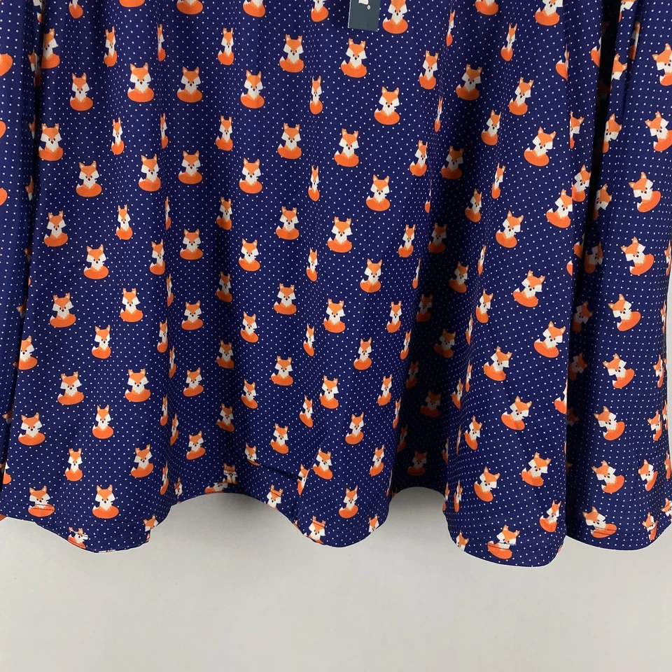 Falda Modcloth Giro hacia Otoño Línea A Talla 2X Estampado de Zorro Azul Foto 3 de 4