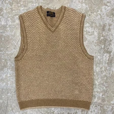 Vintage Tommy Hilfiger Vest Mens XL Brown Chevron Shetland Wool 90s Preppy