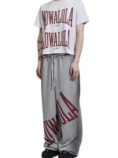 Mowalola STAMP JOGGERS GREY Dye Distressed Baggy Loose Gray Sports Sweatpants