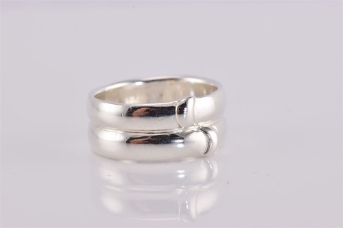 Sterling Silver 9mm Offset Swirls Double Band Ring 925 Sz: 8 - Picture 2 of 6
