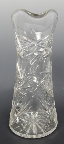 Antique Heavy ABP Cut Lead Crystal Glass Pinwheell Pitcher - Picture 6 of 9