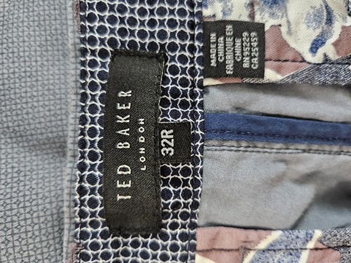 Pantalones Cortos Ted Baker Para Hombres Chino Caqui Azul Frente Plano Recto Golf Nuevo Dinero Talla 32 - Imagen 9 de 10