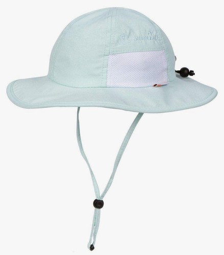 Swim Zip Sun Hat Youth 2-8 Years Mint Polyester Adjustable Chin Strap Summer UPF