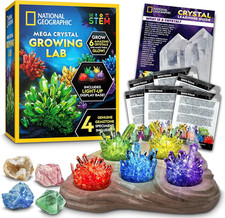 National Geographic Mega Crystal Growing Kit for Kids- Grow 6 Crystals with Ligh