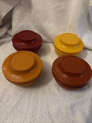 Lot of 4 VTG Tupperware Serve And Seal Bowls & Lids Harvest Colors 1436/1435