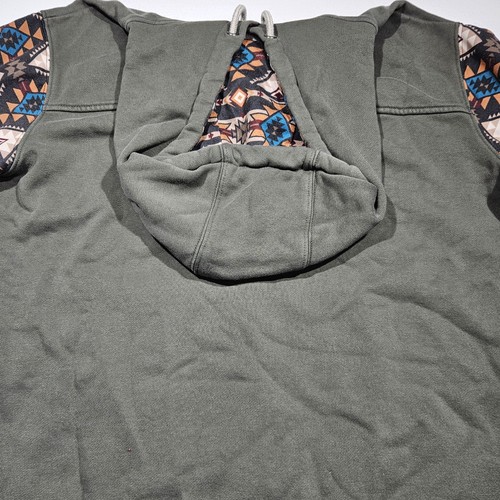 Hooey Aztec Sleeve Hoodie Herren Medium Olivgrün Southwest Pullover Känguru - Bild 7 von 9