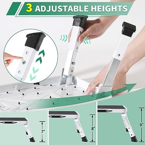Adjustable Folding One Step Stools for Adults, Heavy Duty Metal Step Stool for K - Picture 3 of 6