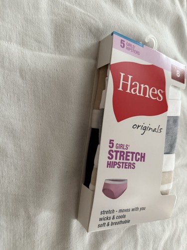 NEW Hanes Hipsters Underwear Girl Size 8 Panties 5 Pack Hanes Panties Hipsters - Picture 3 of 4
