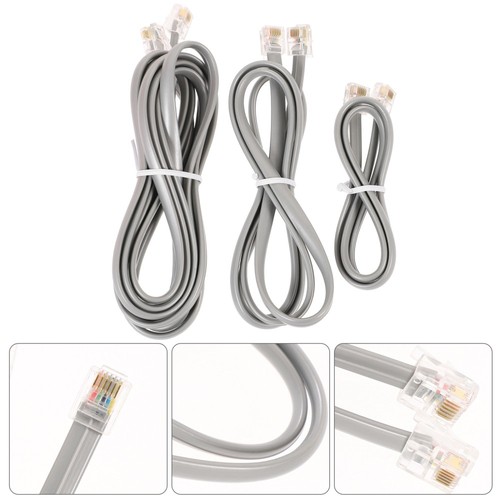 3 szt. Kabel telefoniczny Kryształowa głowica Kabel linii telefonicznej Przedłużacz - Zdjęcie 5 z 12