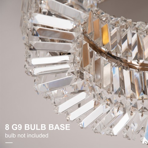 Crystal Ceiling Light Modern Chandeliers Stainless Steel Pendant Lights Silver - Picture 3 of 11