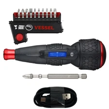 Vessel Cordless Electric Screwdriver w Ball Grip, High Torque, 11 pc Bit Set