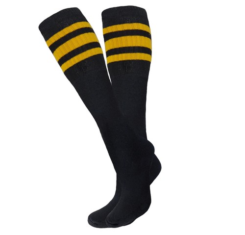 ONE PAIR TUBE SOCKS HI CALF BLACK WITH STRIPES LONG SOCKS SIZE 10-15 - Picture 20 of 22