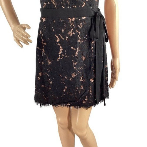 DO+BE Black Lace Wrap Mini Dress Lined Size Small - Picture 3 of 7