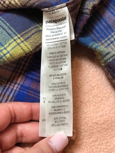 Patagonia karierter Flanell aus Bio-Baumwolle mit Knopfleiste für Herren S abgenutzt sonnenverblasst Y2K - Bild 6 von 16