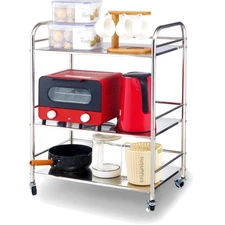 Stainless Steel Utility Cart 3 Tier Movable Kitchen Storage