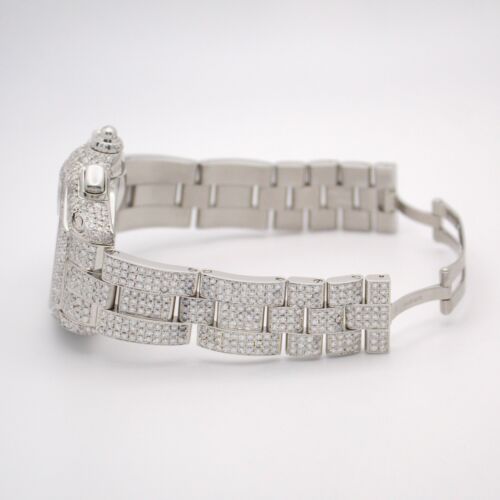 Cartier Roadster 2618 Chrono Auto White Dial Steel Custom Iced Out Diamonds w.B - Picture 7 of 9