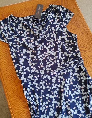 PHASE EIGHT RUCHED SIDES DRESS-SIZE 14US-BLUES-COWL NECK-SHORT SLEEVES-*NEW ITEM - Picture 23 of 24