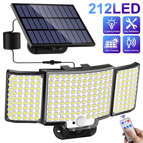 Solar Powered 212 LED Wall Flood Light Outdoor Security Light PIR Motion Sensor - Picture 2 of 15