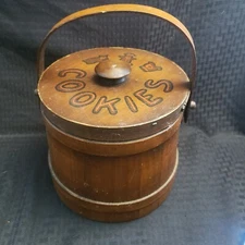 Primitive Wooden Salt Sugar Cookie Firkin Wooden Storage With Lid Rare