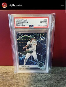 Zach Wilson 2021 Mosaic Genesis Prizm Rookie RC SSP #302 PSA 10 Jets Case Hit