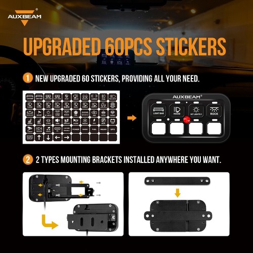 AUXBEAM BA80 8 Gang Switch Panel LED Light Control Automatic for Jeep Wrangler - Foto 4 di 12