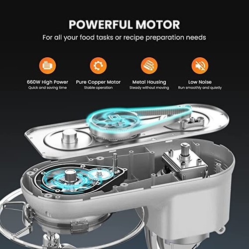 Electric Food Stand Mixer 660W 10 Speed 6 Quart Tilt-Head Kitchen Beater Silver - Picture 6 of 11