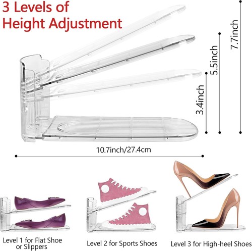 Innovative Stackable Shoe Slots Organizer - Adjustable Height for Various Shoes - Picture 5 of 9