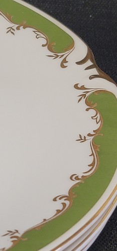 Style House Regency Green Border Gold Scrolls 10.5" Dinner Plate Lot of 4 - Picture 3 of 7