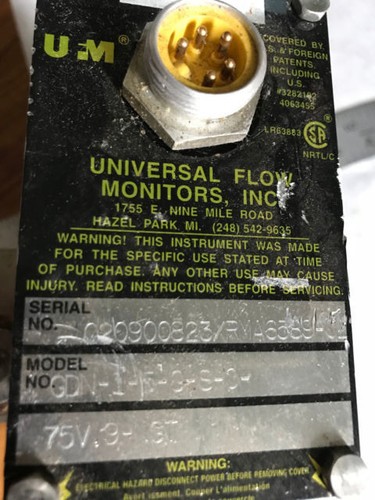 UFM GDN-1-5-G-S-O UNIVERSAL FLOW MONITOR B-H NO 1,GDN-1-5-G-S-O 75V 9-NGT,EO - Picture 3 of 9