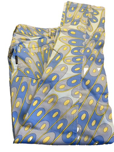 Averardo Bessi Dress Pants Shades of Blue & Yellow Women’s Size 8 Made in Italy - Picture 2 of 8