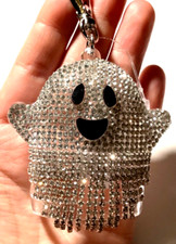 Bath  Body Works Sparkle Rhinestone Ghost PocketBac Holder Keychain FOB