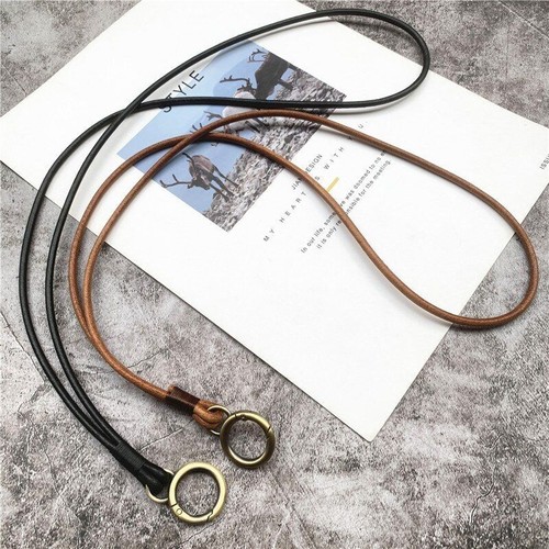 Mobile Phone Straps Cowhide Lanyards Key Leather Card Badge Neck Sling Band 50cm - Afbeelding 1 van 24