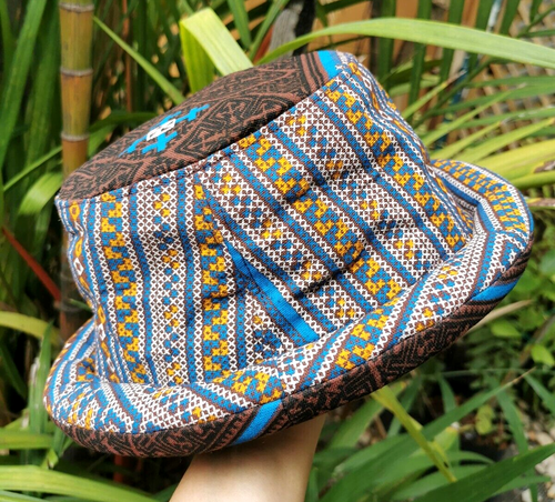Cappello Uomo Cappello Secchio Campeggio Hippie Safari Pesca Sole Hot Roll Testata Marrone Cotone - Foto 7 di 12