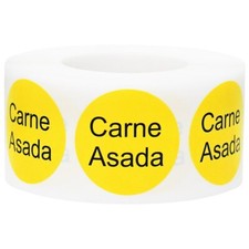 Carne Asada Deli Grocery Store Food Yellow Labels | 1" Round - 500 Pack