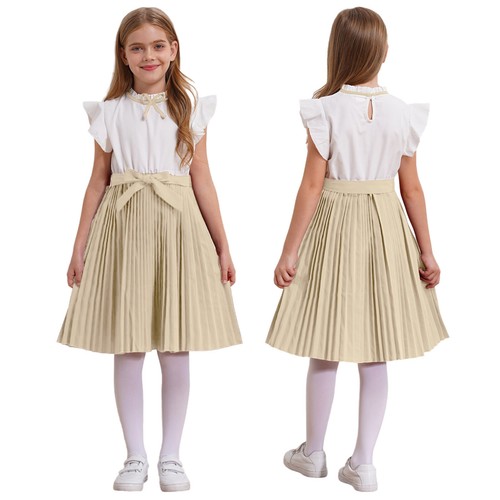 Girls Uniform Casual Dress Photography Outfits Outgoing Shirtdress Show Ruffle - Picture 19 of 35