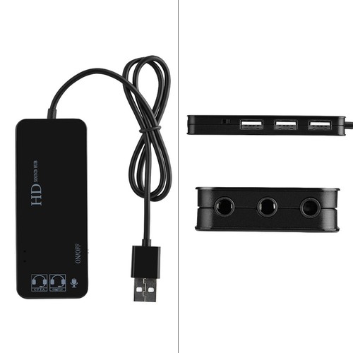 USB 2.0 Hub TO 3 Port USB 2.0 + Headphone Mic W 7.1CH Sound Adapter Port - Afbeelding 4 van 4