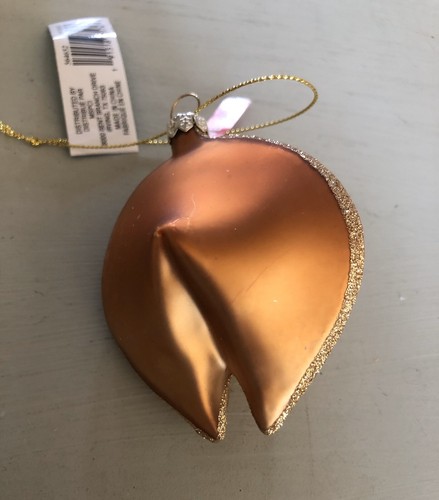 FORTUNE COOKIE CHRISTMAS GLASS ASIAN RESTAURANT ORNAMENT - Picture 2 of 10