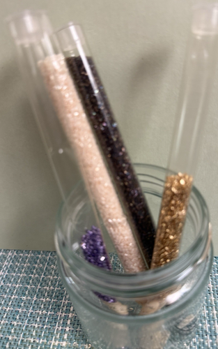 VTG LOT 4 TUBES CRAFT GLITTER-CREAM;TOPAZ,PURPLE,GOLD 6" TUBES SOME USED - Picture 5 of 6