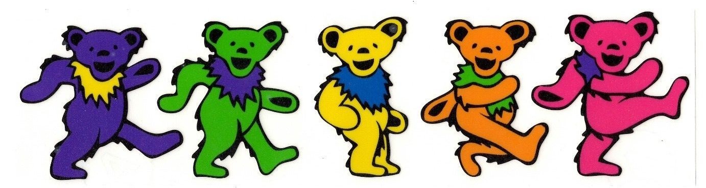 Grateful Dead Dancing Bears Sticker decal 2.25" tall x 9" wide Jerry Garcia Head