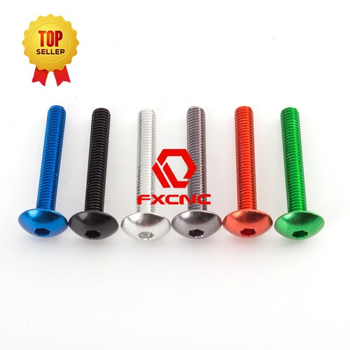 10 Fairing Bolts m6 x 40mm Mushroom Button Head Aluminum Screw Universal Motors - Foto 3 di 12