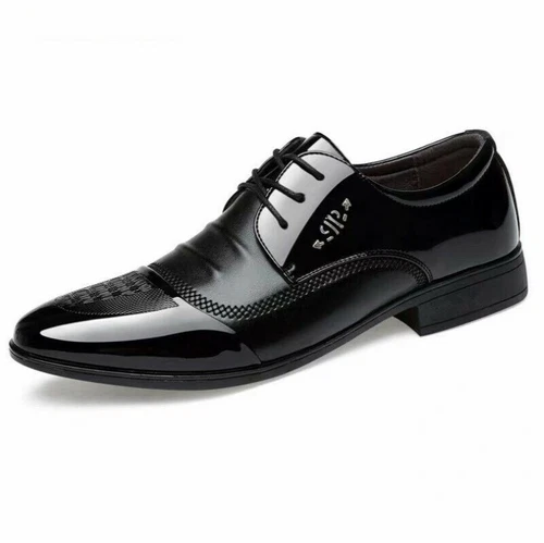 Herren Schwarz Lack Leder Smoking Anzug Schuhe Glänzend Hochzeit Ball Spleißung - Bild 11 von 16